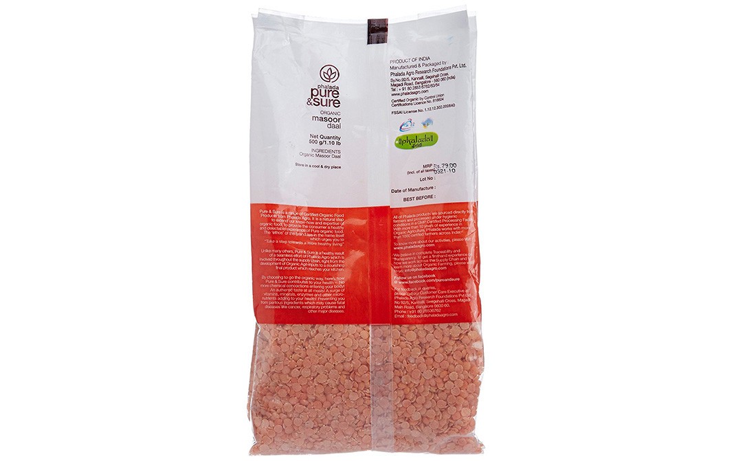 Pure & Sure Organic Masoor Daal    Pack  500 grams